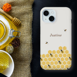 Bee- en Honeycomb-patroon iPhone 15 Case