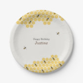 Bee- en Honeycomb-patroon Papieren Bordje (Voorkant)