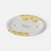 Bee- en Honeycomb-patroon Papieren Bordje (Gekanteld)