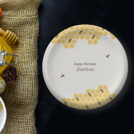 Bee- en Honeycomb-patroon Papieren Bordje