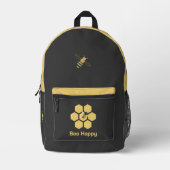Bee en Honeycomb Zwarte Rugzak (Voorkant)