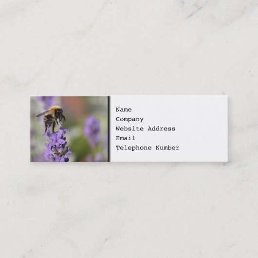 Bee en Lavender Flowers. Mini Visitekaartje (Voorkant)