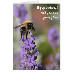 Bee en lavender Flowers, vogelkaart