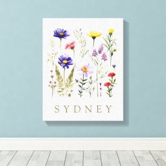 Bee en Wild Flowers modern Canvas Afdruk (Insitu (Houten vloer))