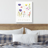 Bee en Wild Flowers modern Canvas Afdruk (Insitu (Slaapkamer))