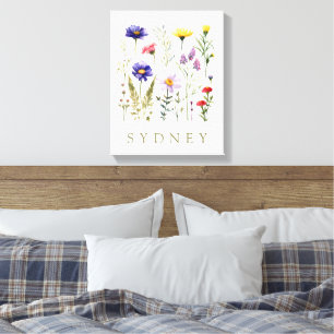  Bee en Wild Flowers modern Canvas Afdruk