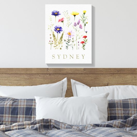  Bee en Wild Flowers modern Canvas Afdruk (Insitu (Slaapkamer))