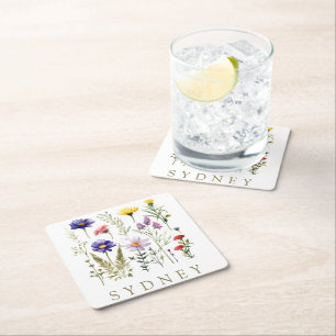  Bee en Wild Flowers modern Kartonnen Onderzetters