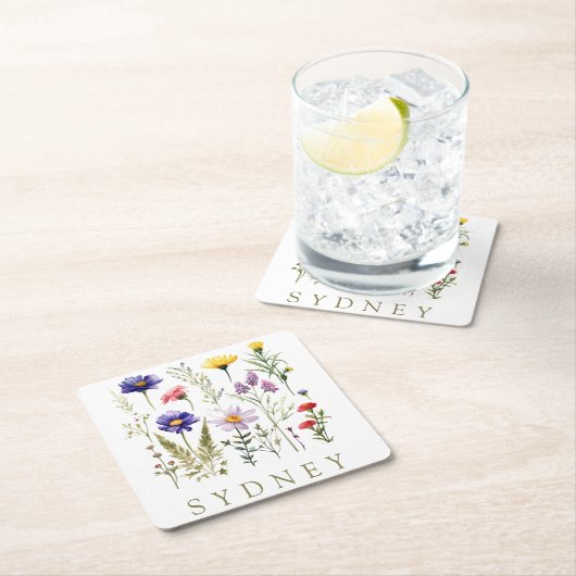  Bee en Wild Flowers modern Kartonnen Onderzetters (Insitu)