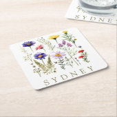  Bee en Wild Flowers modern Kartonnen Onderzetters (Schuin)