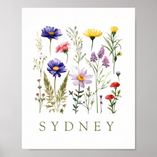  Bee en Wild Flowers modern Poster (Voorkant)
