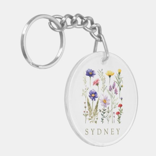 Bee en Wild Flowers modern Sleutelhanger (Voorkant Links)