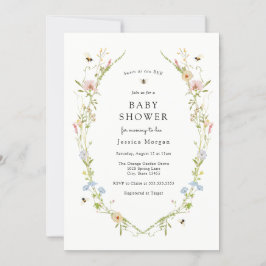 Bee en Wildflower Baby shower Invitation Kaart