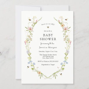 Bee en Wildflower Baby shower Invitation Kaart