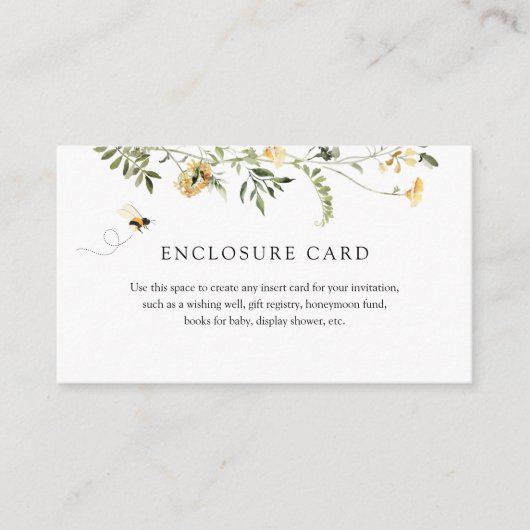 Bee en Yellow Wildflower Enclosure Kaart (Voorkant)