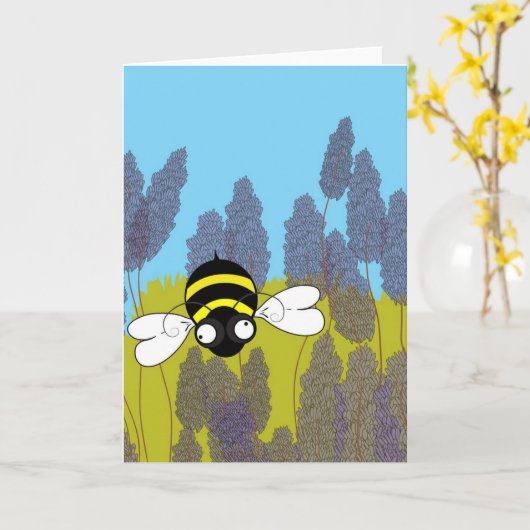 Bee Extraordinary Lavender Card (Blank Inside) Kaart (Gele Bloem)