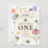 Bee First 1st Birthday Schattige Bee Day Party Kaart (Voorkant)