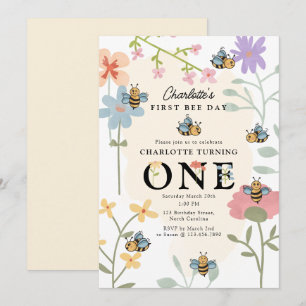 Bee First 1st Birthday Schattige Bee Day Party Kaart