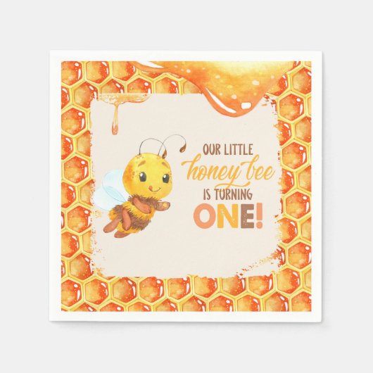 Bee First Birthday Napkin Servet (Voorkant)