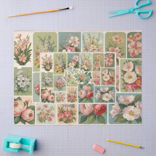Bee Floral anjer sinaasappel decoupage Tissuepapier (Craft)