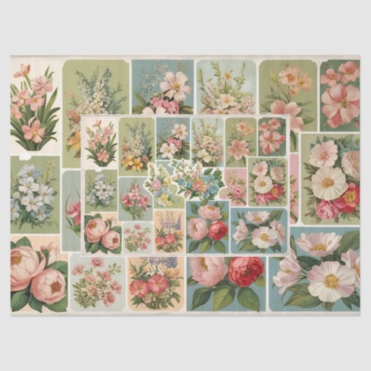 Bee Floral  anjer sinaasappel decoupage Tissuepapier (Voorkant)
