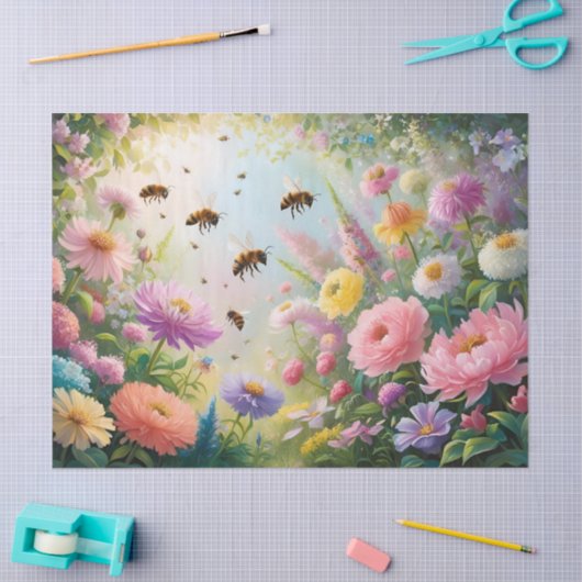 Bee Floral  anjer sinaasappel decoupage Tissuepapier (Craft)