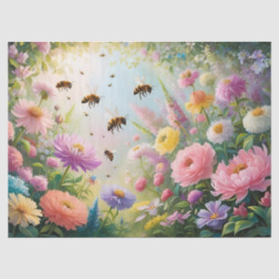 Bee Floral  anjer sinaasappel decoupage Tissuepapier