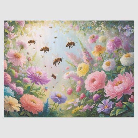 Bee Floral anjer sinaasappel decoupage Tissuepapier (Voorkant)