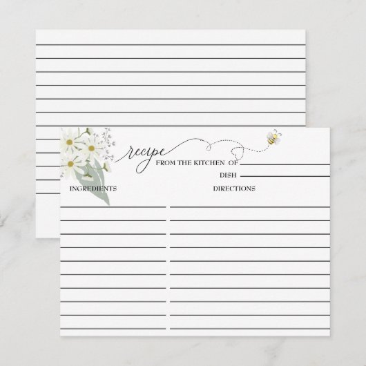 Bee Floral | Bruiloftrecept kaart (Voorkant / Achterkant)