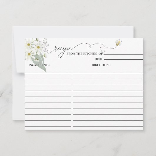 Bee Floral | Bruiloftsreceptenkaart Kaart (Voorkant)