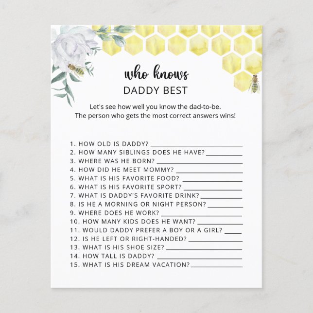 Bee floral die DADDY het beste kent (Voorkant)