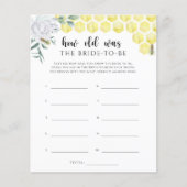 Bee floral game Hoe oud was de bruid? (Voorkant)