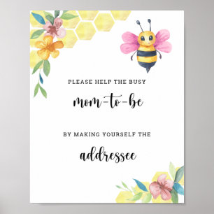 Bee floral - Help de bezige mam om te worden Poster