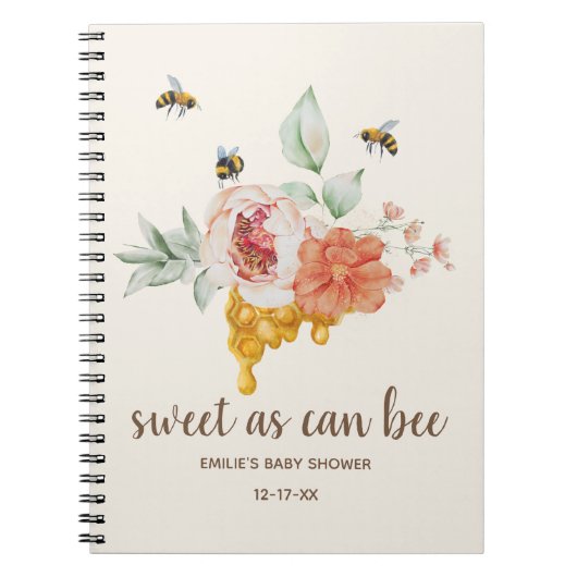Bee Floral Honeycomb Baby shower Guest Notitieboek (Voorkant)