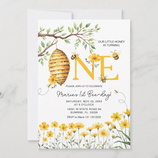 Bee Floral Onze kleine honingbij wordt een Kaart (Voorkant)