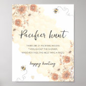 Bee floral pacifier jachtwedstrijd baby shower pos poster (Voorkant)