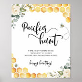 Bee floral pacifier jachtwedstrijd baby shower poster (Voorkant)