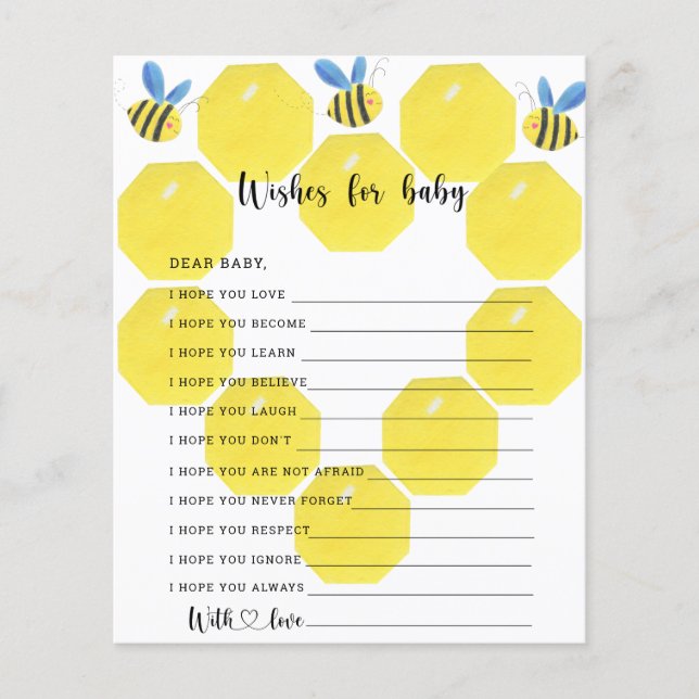 Bee floral party game | wensen voor baby (Voorkant)