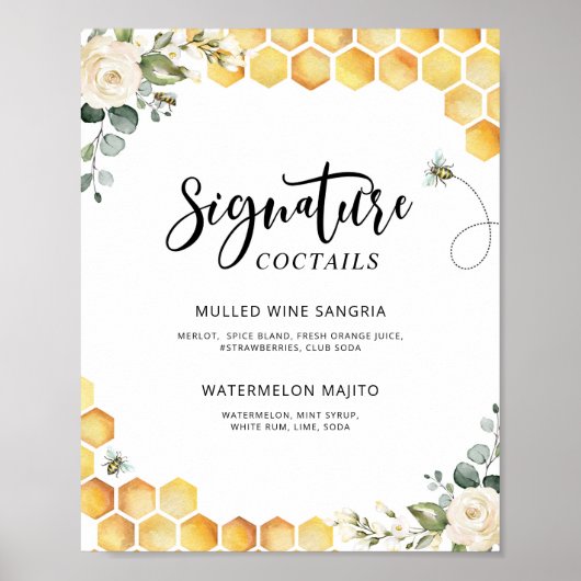 Bee floral Signature coctails Poster (Voorkant)