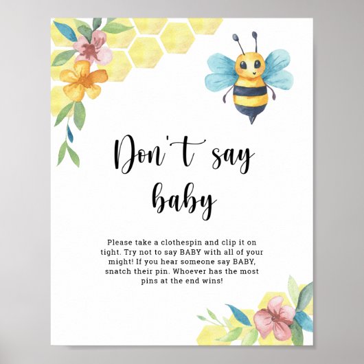 Bee floral - Zeg geen baby Poster (Voorkant)