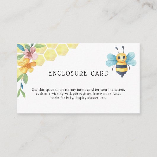 Bee florale - Aangepaste tekst Informatiekaartje (Voorkant)