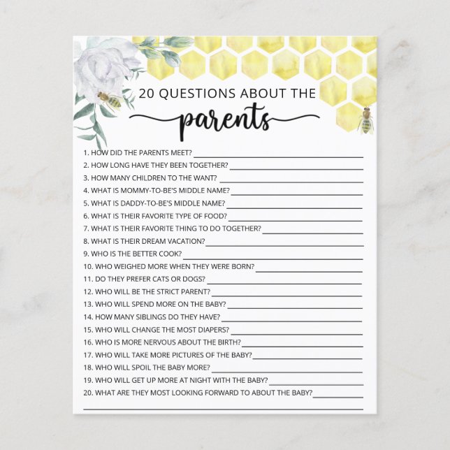 Bee florale spelletjes over de ouders (Voorkant)