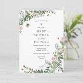 Bee Flower Garden Baby shower Kaart (Staand voorkant)