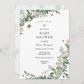 Bee Flower Garden Baby shower Kaart (Voorkant / Achterkant)