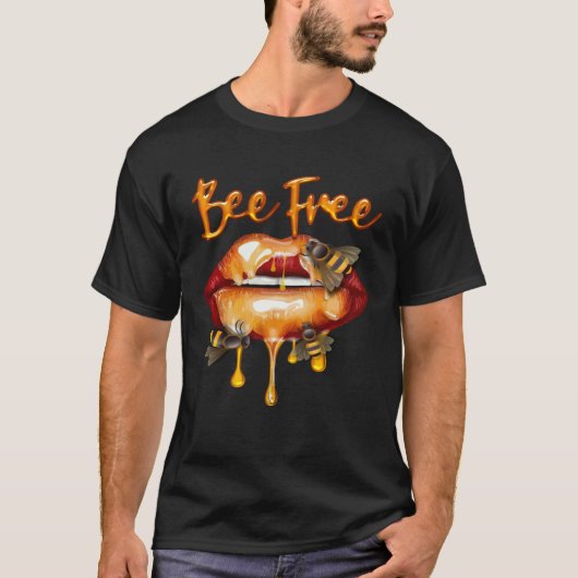 Bee Free Honey Lips HoneyBee Queen Costume Beekeep T-shirt (Voorkant)