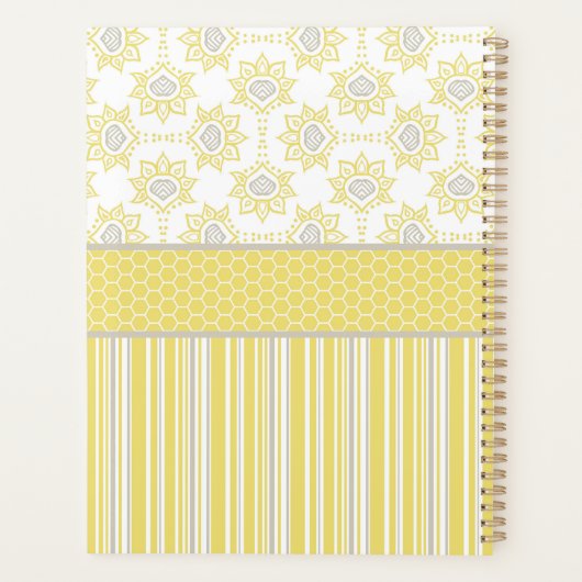 Bee Geel en Grijs Custom Planner (Achterkant)