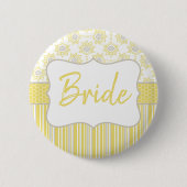 Bee Geel en Grijze geometrische bride Ronde Button 5,7 Cm (Voorkant)