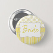 Bee Geel en Grijze geometrische bride Ronde Button 5,7 Cm (Voorkant /achterkant)