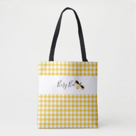 Bee, geel Tas van Gingham-schouder