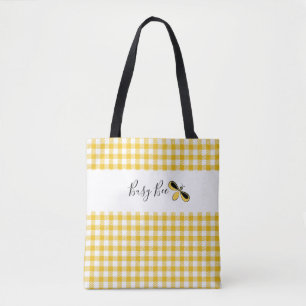 Bee, geel Tas van Gingham-schouder